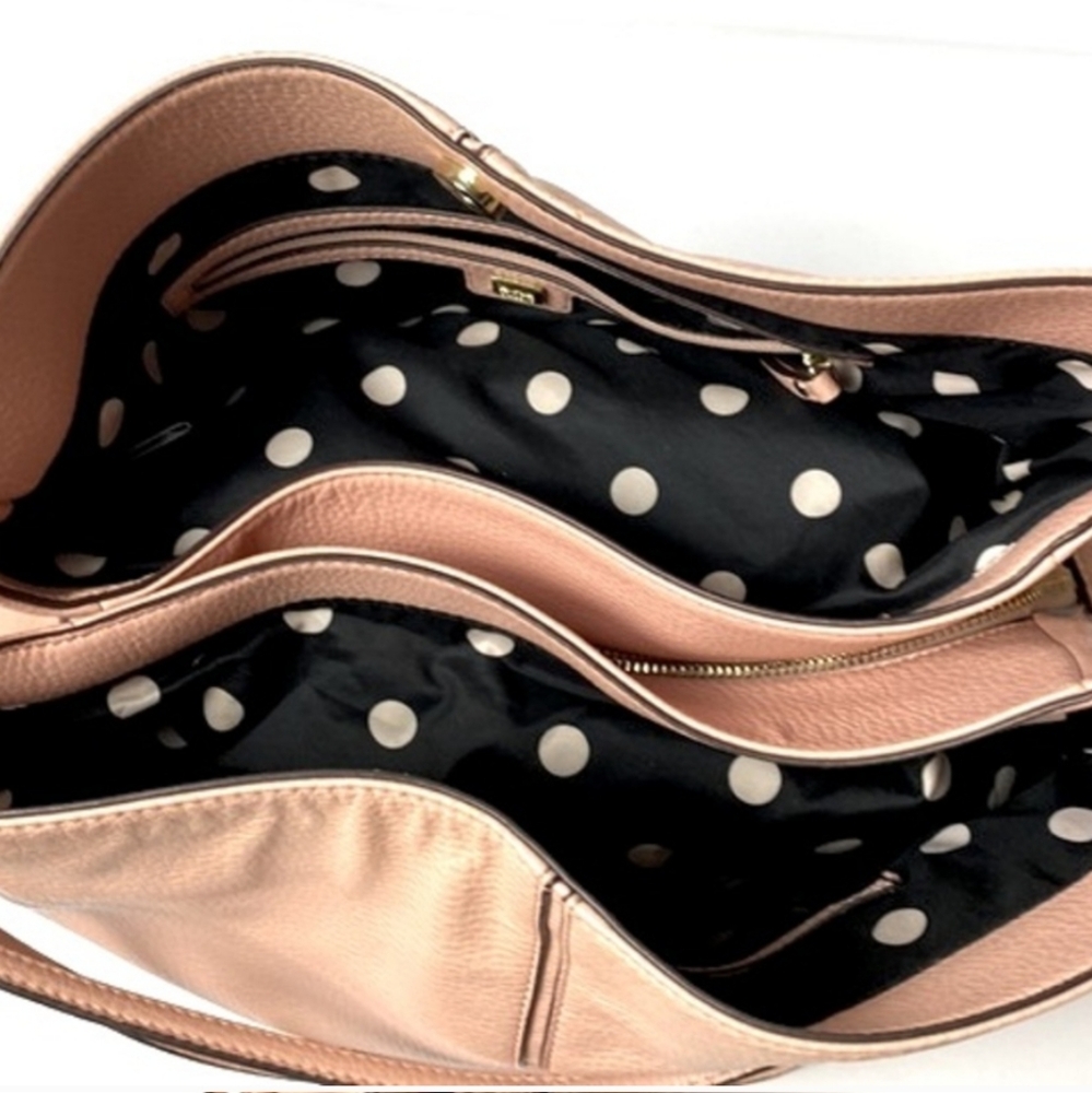 ANNE KLEIN Bags Pink EUC Satchel Handbag Polka Dot Womens Large Bag - Picture 4 of 15
